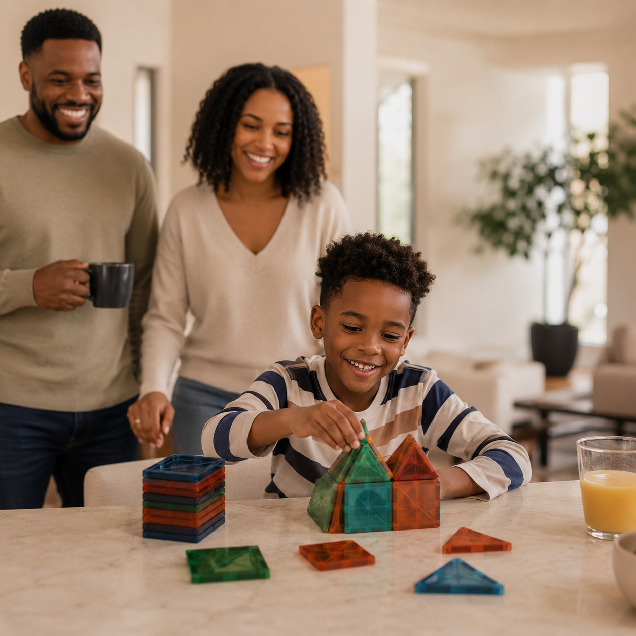 Happy family at home — kids love the gummy format