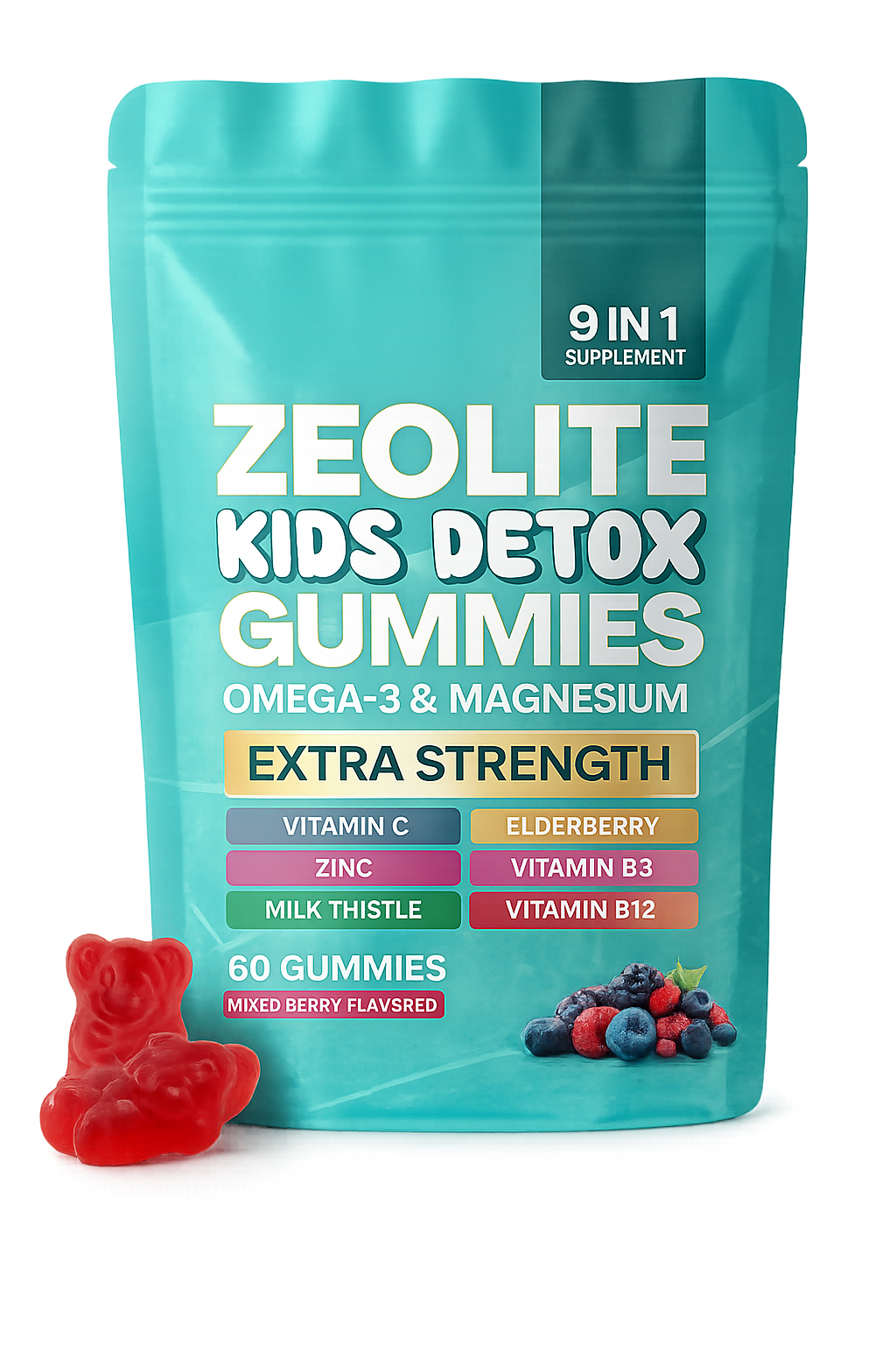 Zoyava Kids 9-in-1 Detox Gummies — Mixed Berry Flavor